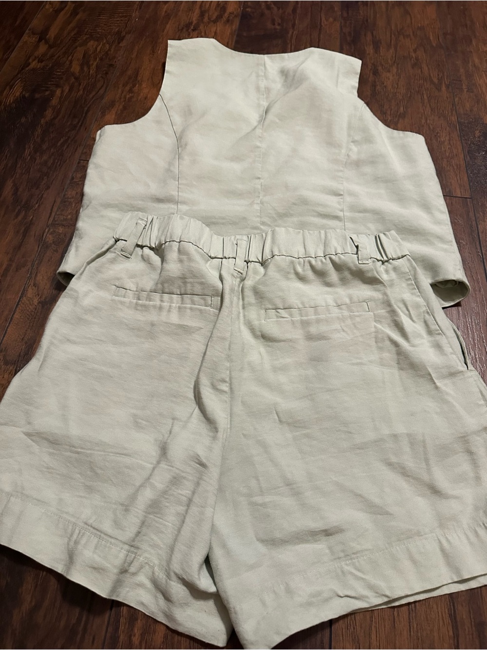 a new day Cream High-Waist Linen Blend Shorts with Vest